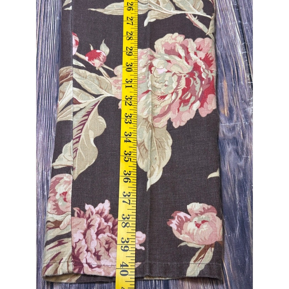 Lauren Ralph Lauren Linen Pants Womens 10 Brown Pink Floral High Rise Straight - Picture 4 of 13